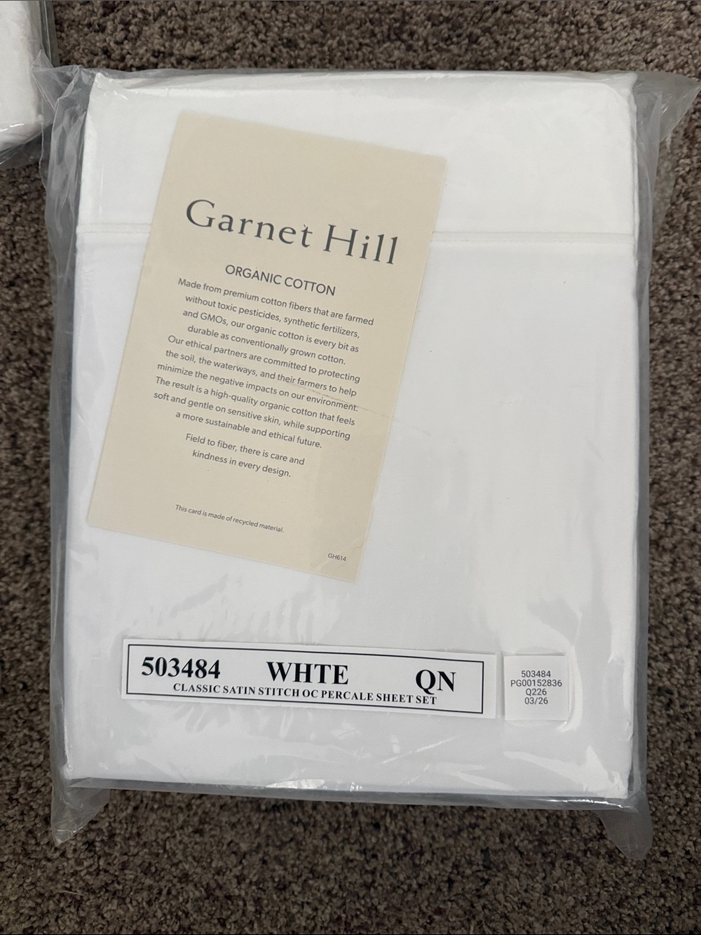 Garnet Hill White Organic Cotton Percale Sheet Set